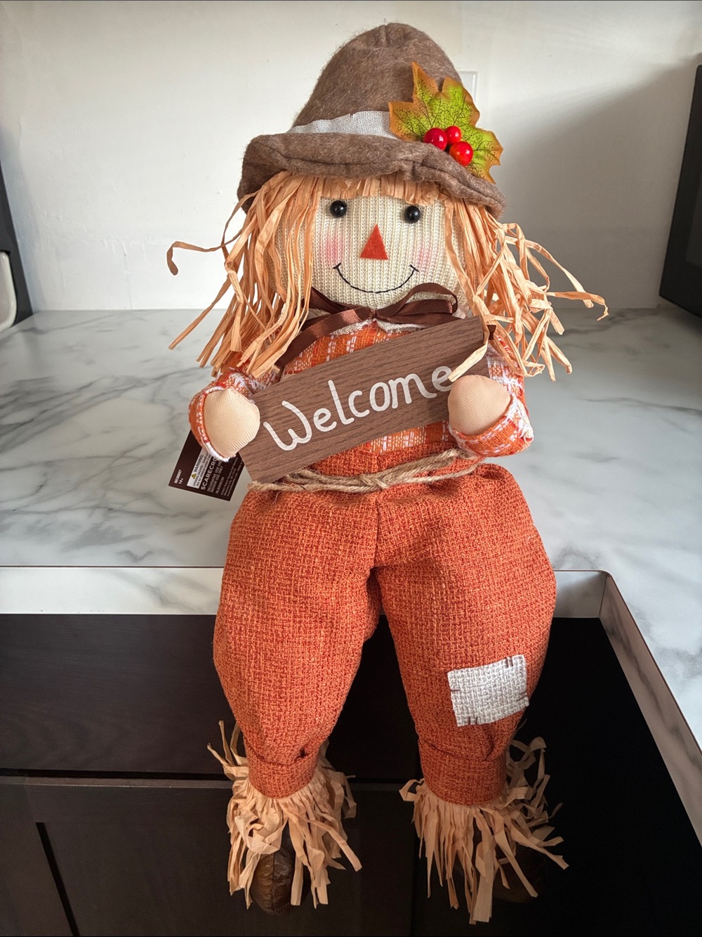NWT- 25-1/2”- Fall Harvest- Welcome Scarecrow Sitter Greeter Decoration